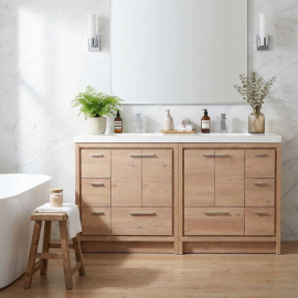 Enna 72  inch  Free Standing Bath Vanity with Double Sink, Red Oak