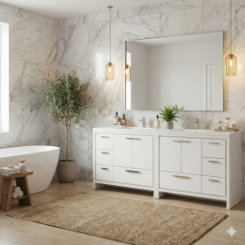 Enna 84 Inch  Free Standing Bath Vanity with Double Sink, Walnut TN-LA2120-HGW