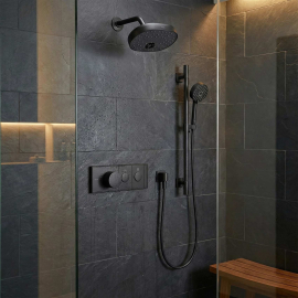 KOHLER Anthem K-26346-9-BL Two-outlet recessed mechanical thermostatic valve control Shower Set With Handshower And Showerhead Matte Black