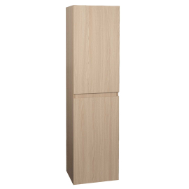 White Oak bathroom wall cabinet with soft-closing handleless doors