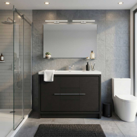 CBI Enna 48Inch Single Sink Bathroom Vanity, Matte Black