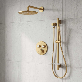 GROHE 29138GNO THERMOSTATIC 2 WAY SHOWER SET WITH HEADSHOWER AND HANDSHOWER  Brushed Cool Sunrise