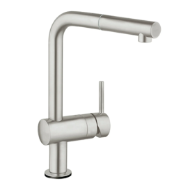 GROHE 30218DC1 Minta Single-Handle Pull-Out Kitchen Faucet Single Spray 1.75 GPM (6.6 L/min) with Touch Technology SuperSteel InfinityFinish