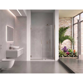 EVerest Frameless Hinged Frameless Shower Door, for Opening W 58" - 59" x H 78",3/8"-thick Clear Glass, W 28'' Door, Brushed Nickel Hardware