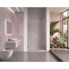 EVerest Frameless Hinged Frameless Shower Door, for Opening W 47" - 48" x H 78",3/8"-thick Clear Glass, W 28'' Door, Brushed Nickel Hardware