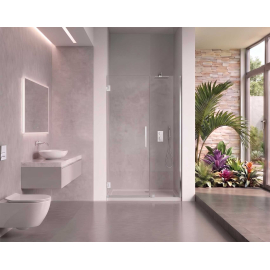 EVerest Frameless Hinged Frameless Shower Door, for Opening W 48" - 49" x H 78",3/8"-thick Clear Glass, W 28'' Door, Chrome Hardware