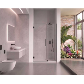 EVerest Frameless Hinged Frameless Shower Door, for Opening W 50"-51" x H 78",3/8"-thick Clear Glass, W 28'' Door,Matte Black Hardware