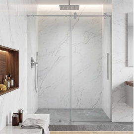 Segovia Frameless Single Sliding Shower Door W60" x H78",Ultra Clear 3/8" Glass, Chrome Hardware