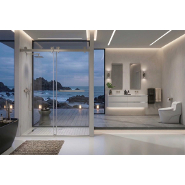 Sorene Frameless Double Sliding Shower Door, W60" x H78", Brushed Nickel, 3/8" Ultra Clear Low Iron Glass,Soft Closing