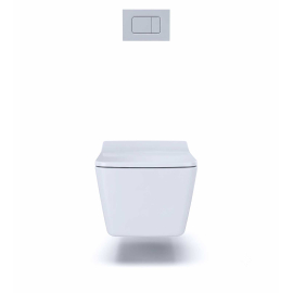 TOTO SP 1.28 / 0.9 GPF Dual Flush Wall Mounted One-Piece Elongated Chair Height Toilet Set - Includes Concealed Tank, Actuator Plate and Seat