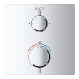 Grohe 24111000  Grohtherm Thermostatic Valve Trim Only with Dual Lever Handles and Volume Control - Less Rough In