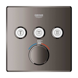 Grohe Grohtherm Three Function Thermostatic Valve Trim Only with Four Knob / Push Button Handles, Integrated Diverter, and Volume Control - Less Rough In