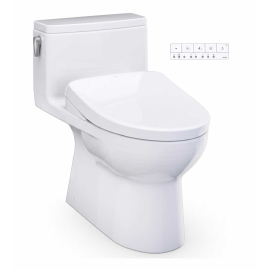 TOTO Redington 1.28 GPF One Piece Elongated Toilet with Left Hand Lever - Bidet Seat Included MW6724726CEFG#01