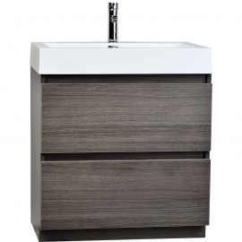 29.5" Contemporary Bathroom Vanity Grey Oak Optional Mirror TN-LY750-GO