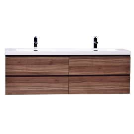 Angela 63" Wall-Mount Bathroom Double Vanity in Walnut TN-AG1600-WN