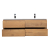 Bradford 54 Inch Contemporary Double Sink Wall Mounted Bathroom Vanity, Natural Oak