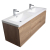 Angela 60" Wall Mounted Double Sink Vanity, Red Oak
