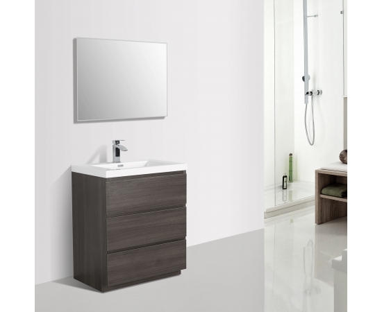 Buy Edison 29.5 Inch Single Bathroom Vanity Set in Grey Oak TN-ED750-GO   - Conceptbaths.com