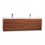 Camino 67" Modern Double Vanity Set Wall Mount in Teak TN-A1710-TK