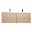 Angela 48" Contemporary Double Wall Mounted Bathroom Vanity, White Oak Angela 48" Contemporary Double Wall Mounted Bathroom Vanity, White Oak