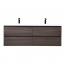 Angela 48" Contemporary Double Wall Mounted Bathroom Vanity, Char Oak