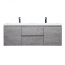 59" Angela Wall Mounted Modern Double Sink Vanity , Cement Grey