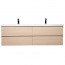 Angela 63" Wall-Mount Bathroom Double Vanity, White Oak TN-AG1600-WO