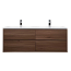Bradford 54" Contemporary Double Sink Wall Mounted Bathroom Vanity, Walnut