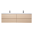 Angela 72" Contemporary Double Sink Wall Mounted Bathroom Vanity , White  Oak