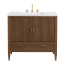 James Martin Vanities Myrrin 36" Single Basin Wood Vanity Set with 3cm White Zeus Silestone Quartz Vanity Top, Rectangular Sink and Electrical Outlet - 8" Faucet Centers