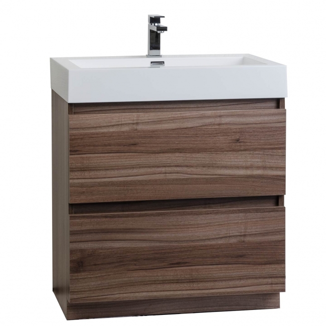 2 29.5" Contemporary Bathroom Vanity Set in Teak TN-LY750-TK