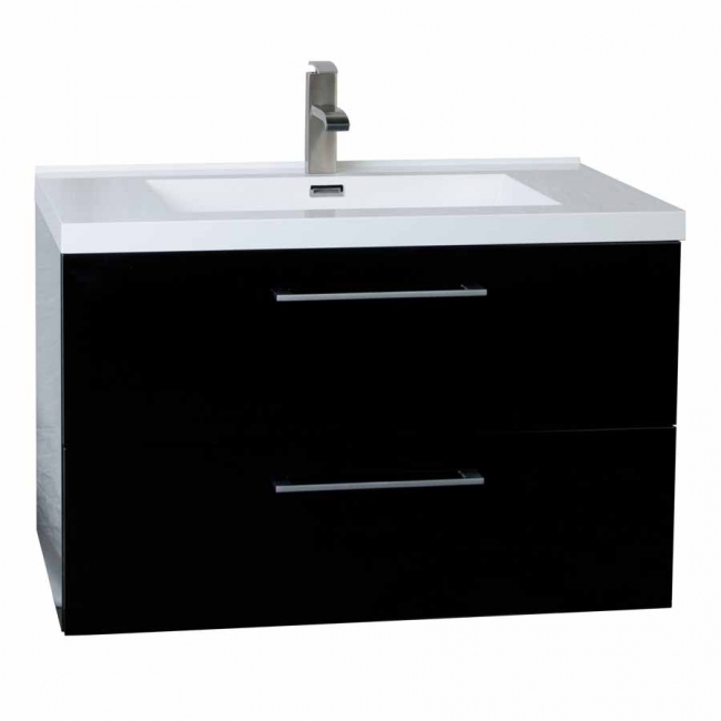 33.5" Wall-Mount Contemporary Bathroom Vanity Set Black TN-TA860-HGB