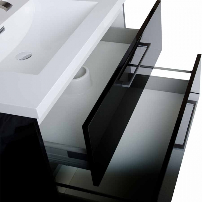 33.5" Wall-Mount Contemporary Bathroom Vanity Set Black TN-TA860-HGB