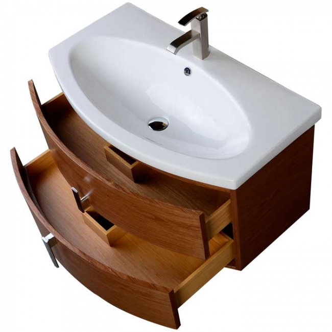 35.75" Bathroom Vanity with Double Drawer - Walnut Wood VM-V17025-WNW