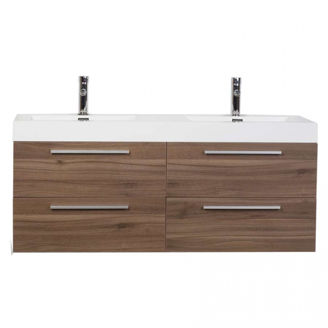 54" Modern Double-sink Vanity Set with Drawers - Walnut TN-B1380-WN