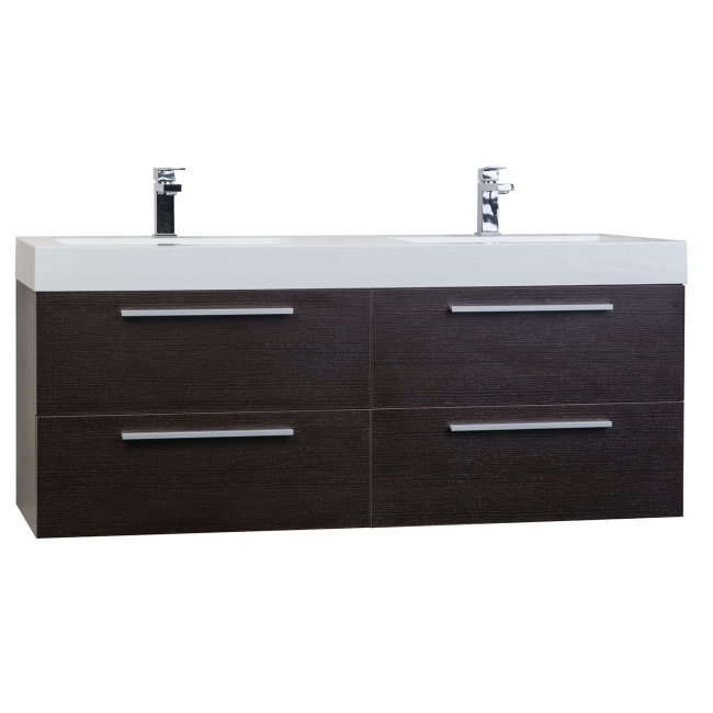 54" Modern Double-sink Vanity Set with Drawers - Espresso TN-B1380-WG