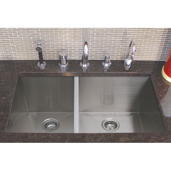 33" Stainless Steel 30/70 Double Well Undermount Sink SN-HBO3320AR