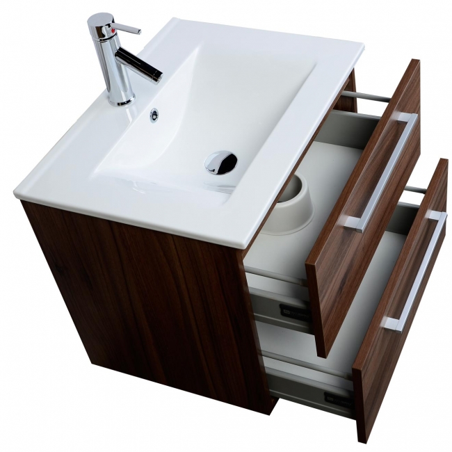 Caen 23.5" Single Bathroom Vanity Set in Walnut Optional Mirror RS-DM600-WN