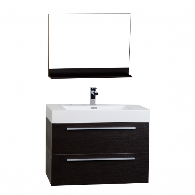 31.5" Wall-Mount Contemporary Bathroom Vanity Mirror Set Espresso TN-M800-WG