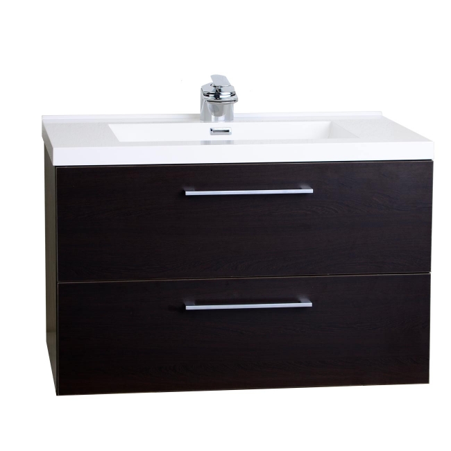 Buy 33.5" WallMount Contemporary Bathroom Vanity Set Espresso TNTA860