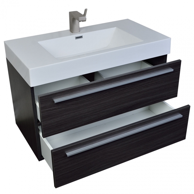 35.5" Wall-Mount Modern Bathroom Vanity in Black Sable TN-M900-BS