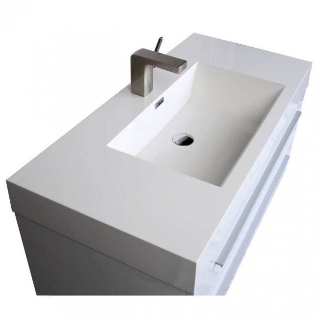 35.5 In.  Wall-Mount Modern Bathroom Vanity in High Gloss White TN-M900-HGW