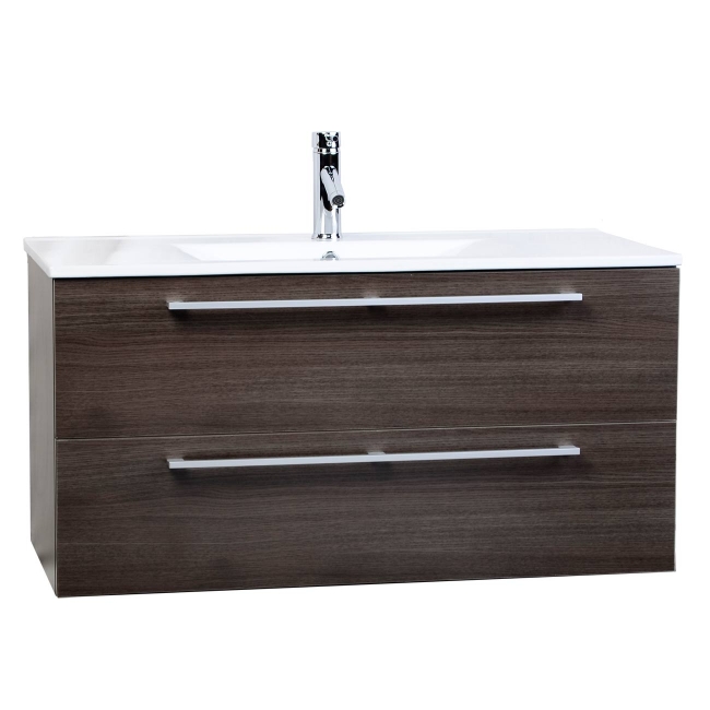 Caen 40" Wall-Mount Modern Bathroom Vanity Set Grey Oak Optional Mirror RS-DM1000-GO