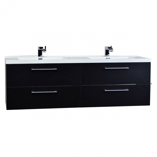 Camino 67" Modern Double Vanity Set Wall Mount Matt Black TN-A1710-BK