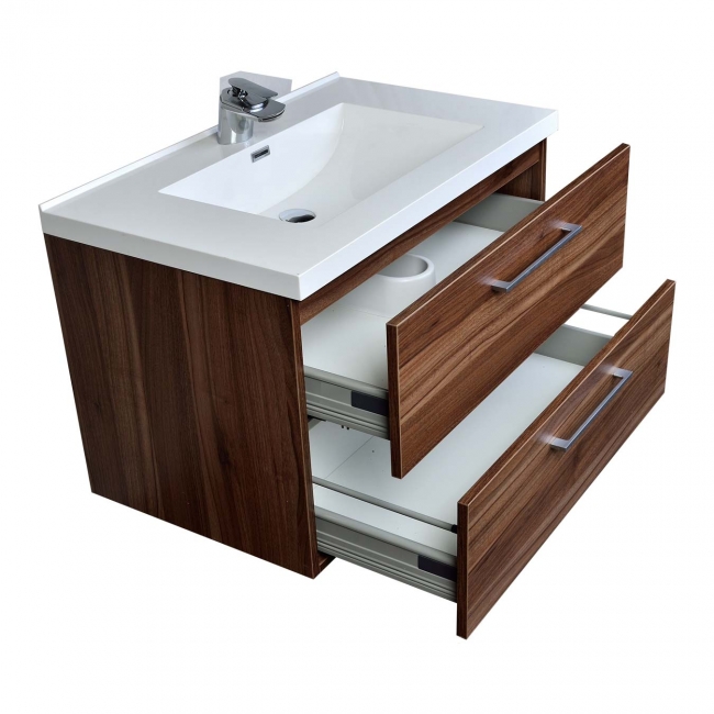 33.5" Wall-Mount Contemporary Bathroom Vanity Set in Walnut TN-TA860-WN