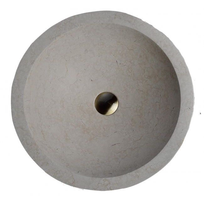 Natural Galala Stone Round Vessel Sink with Rough Exterior LM-W4515GL