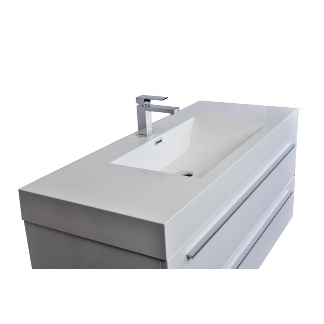 47" Wall-Mount Contemporary Bathroom Vanity High Gloss White TN-T1200-1-HGW