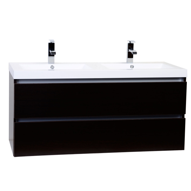 Valencia 48" Wall-Mount Double Bathroom Vanity Set Walnut Optional Mirror RS-DG1200-WN