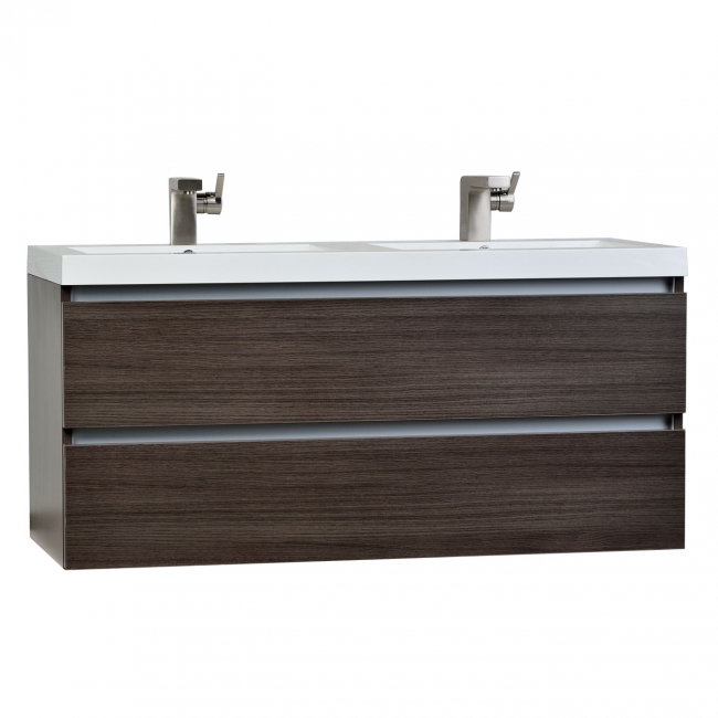 Valencia 48" Wall-Mount Double Bathroom Vanity Set Walnut Optional Mirror RS-DG1200-WN