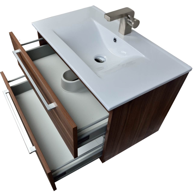 Modern wall Mount Bathroom Vanity cbi Walnut RS-DM800-WN